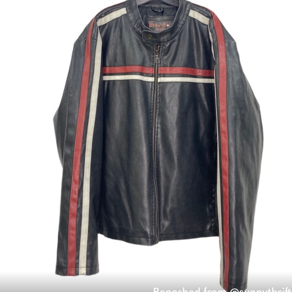 Vintage Men’s Brave Soul Outerwear Black Bomber Motorcycle Moto Jacket, L